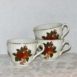 3 Wedgwood English Harvest Teacups Coffee Cups Vintage Dishes England Fruit